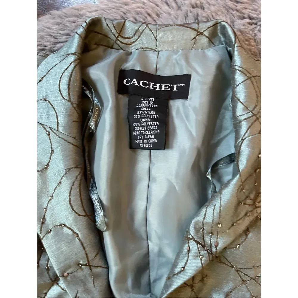 NWT Vintage cachet‎ set embellished jacket and square neck dress 10